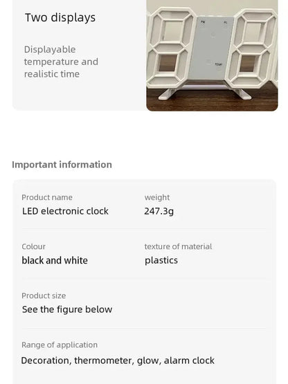 Multifunctional USB Ported LED 3D Digit Style Digital Clock    Home Decor Supply | Online Retail | ShoreShopper.com