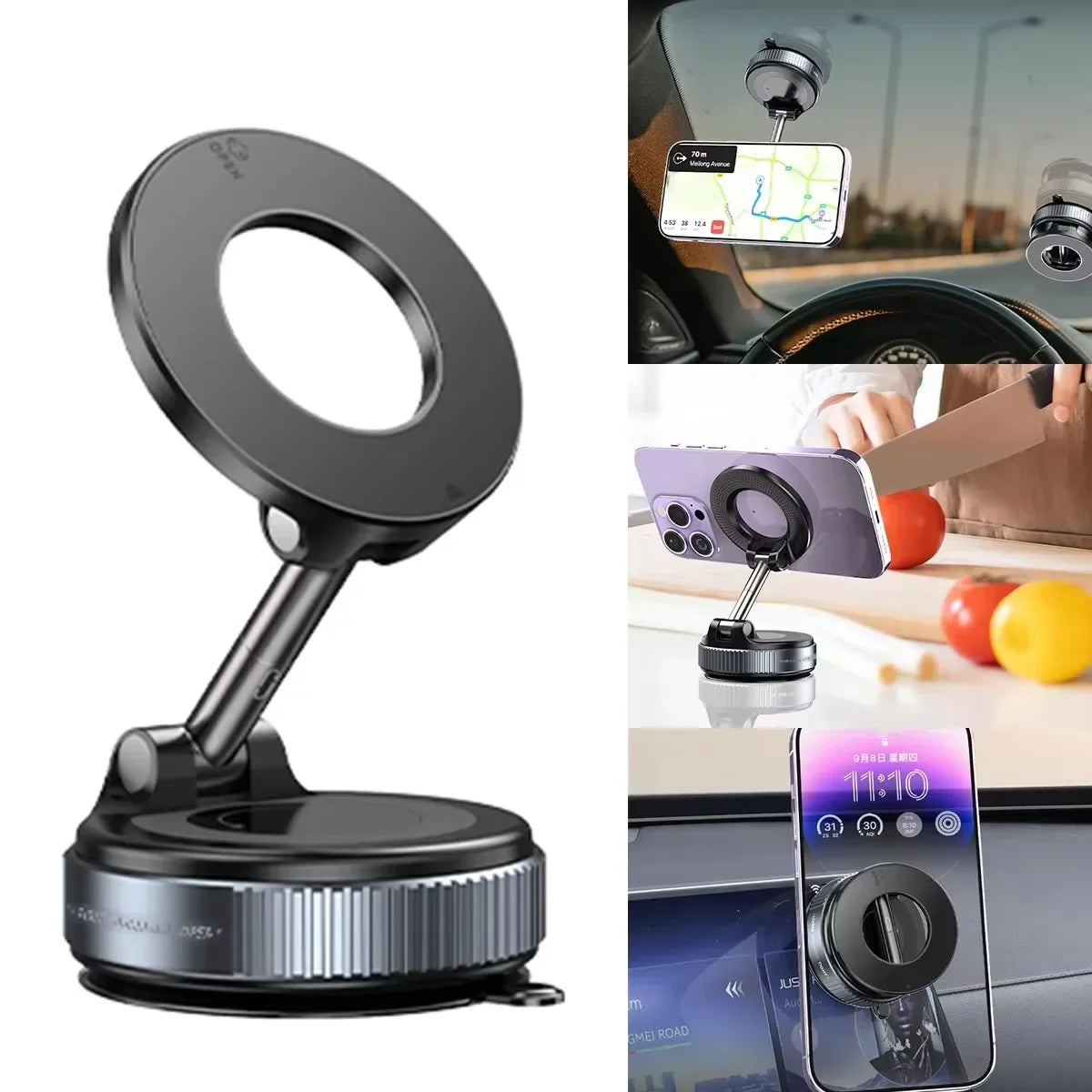 Car Mount Electric Vacuum Magnetic Holder Foldable Strong Suction Stand For Cell Phone For iphone 12 13 14 15 16 Live Streaming    Home Decor Supply | Online Retail | ShoreShopper.com