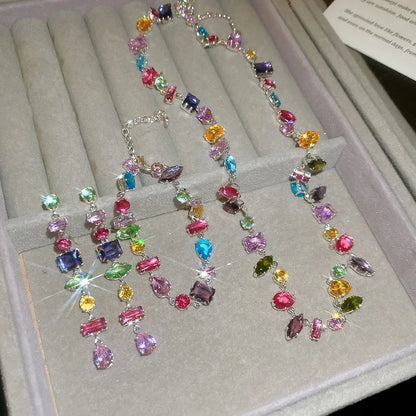 Brand 18K Gold Plated New Luxury Colourful Crystal Zircon Necklace For Women Fashion Party Jewelry Accessories Ladies Jewellery    Home Decor Supply | Online Retail | ShoreShopper.com
