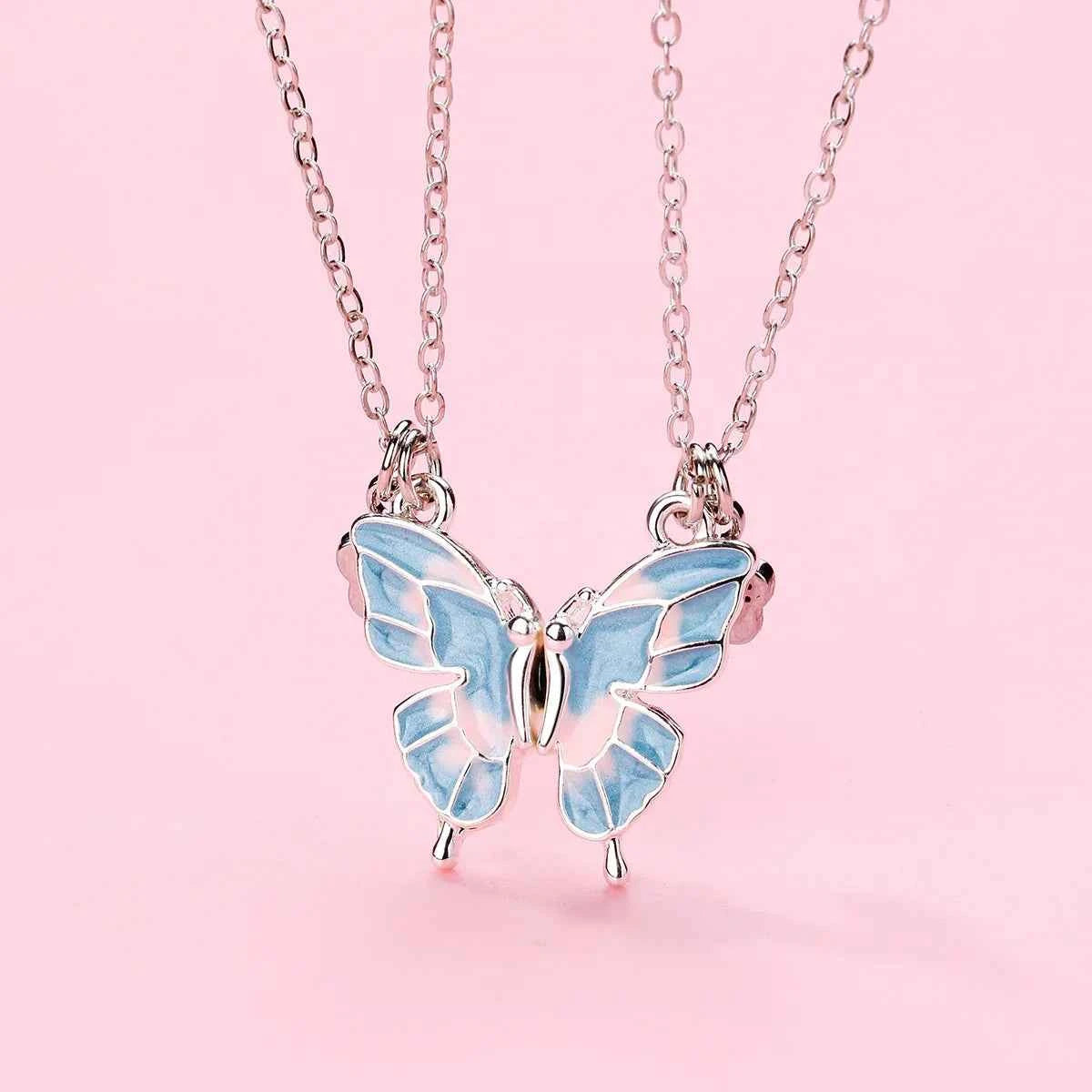 Best Friends Pendant Necklace For Woman Girls Magnetism Sequin Couple Crystal Chain Choke BFF Friendship Forever Jewelry Gift