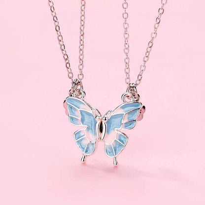 Best Friends Pendant Necklace For Woman Girls Magnetism Sequin Couple Crystal Chain Choke BFF Friendship Forever Jewelry Gift