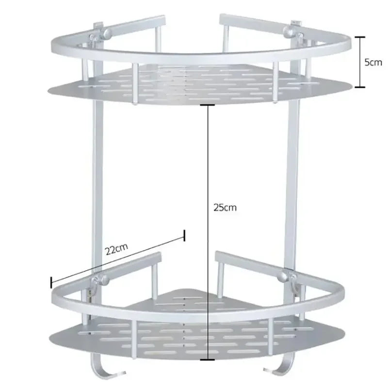 Bathroom Shelf Screws Fixed Durable Aluminum 2 Tiers Shower Shelf Kitchen Storage Holder Shampoo Soap Cosmetic Organizer Shelf    Home Decor Supply | Online Retail | ShoreShopper.com