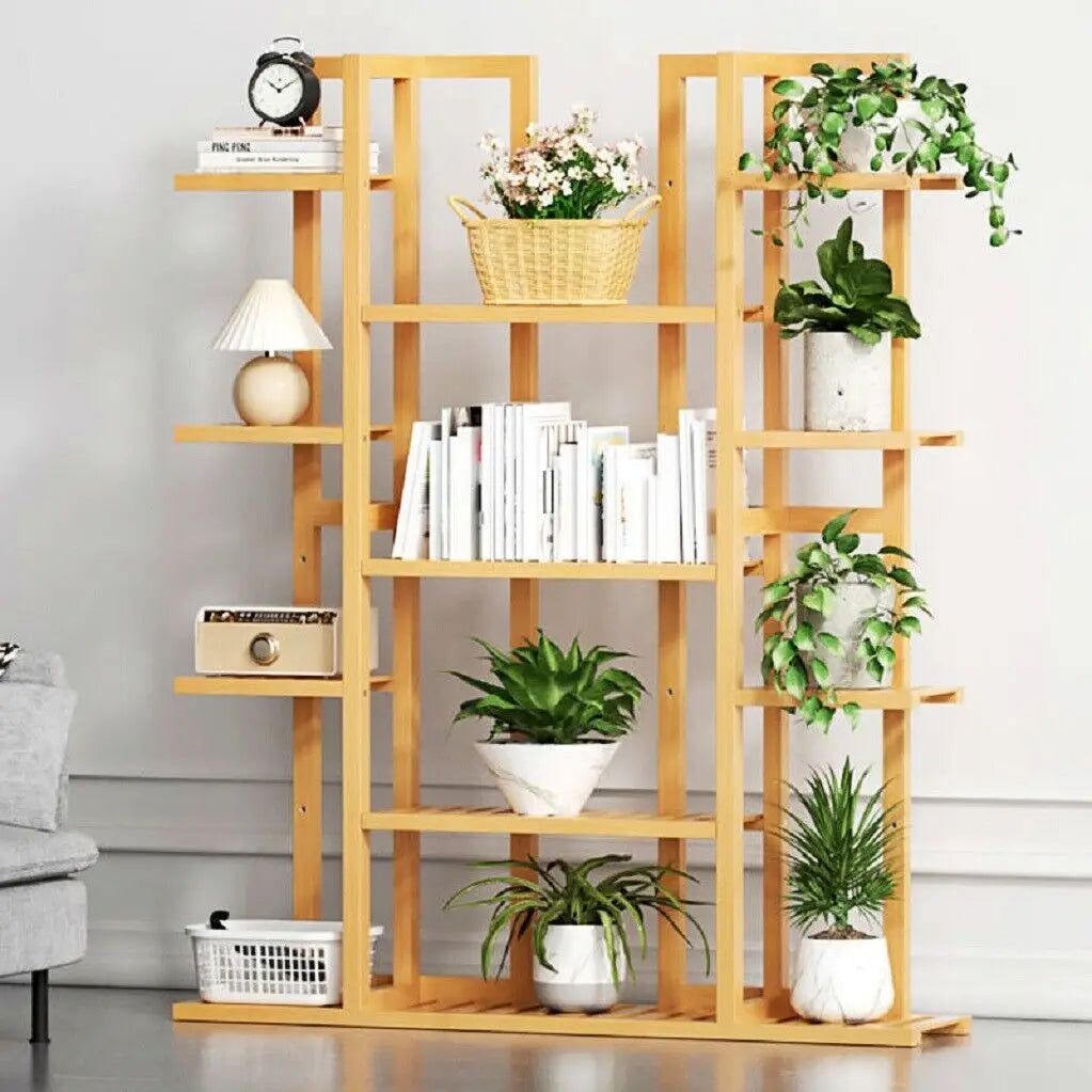 Multi-Tiered Bamboo Plant Stand Indoor Outdoor Flower Pot Holder Rack for Garden Balcony Living Room    Home Decor Supply | Online Retail | ShoreShopper.com