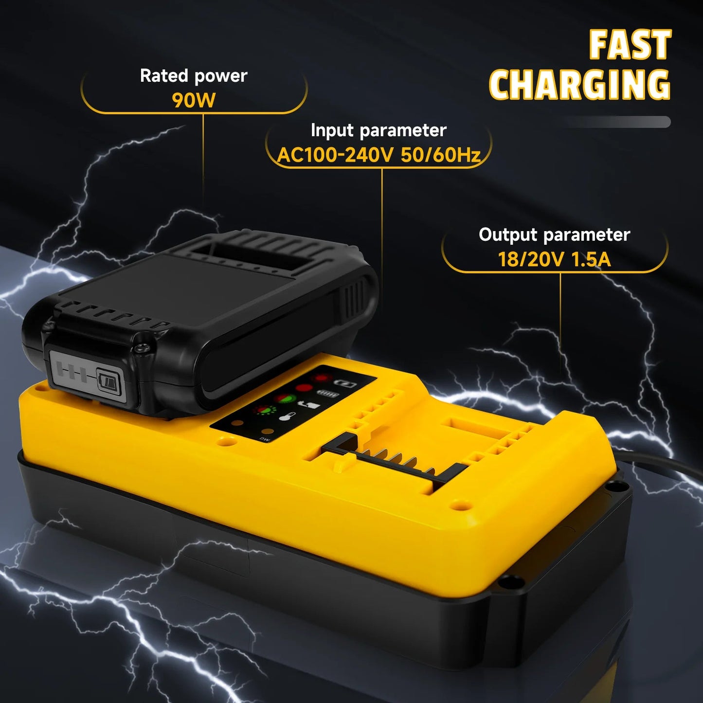 90W Battery Charger Replacement for Dewalt 18V 20V Lithium Battery Rechargeable DCB207 DCB206 DCB204 DCB203 Fast Dual Charger    Home Decor Supply | Online Retail | ShoreShopper.com