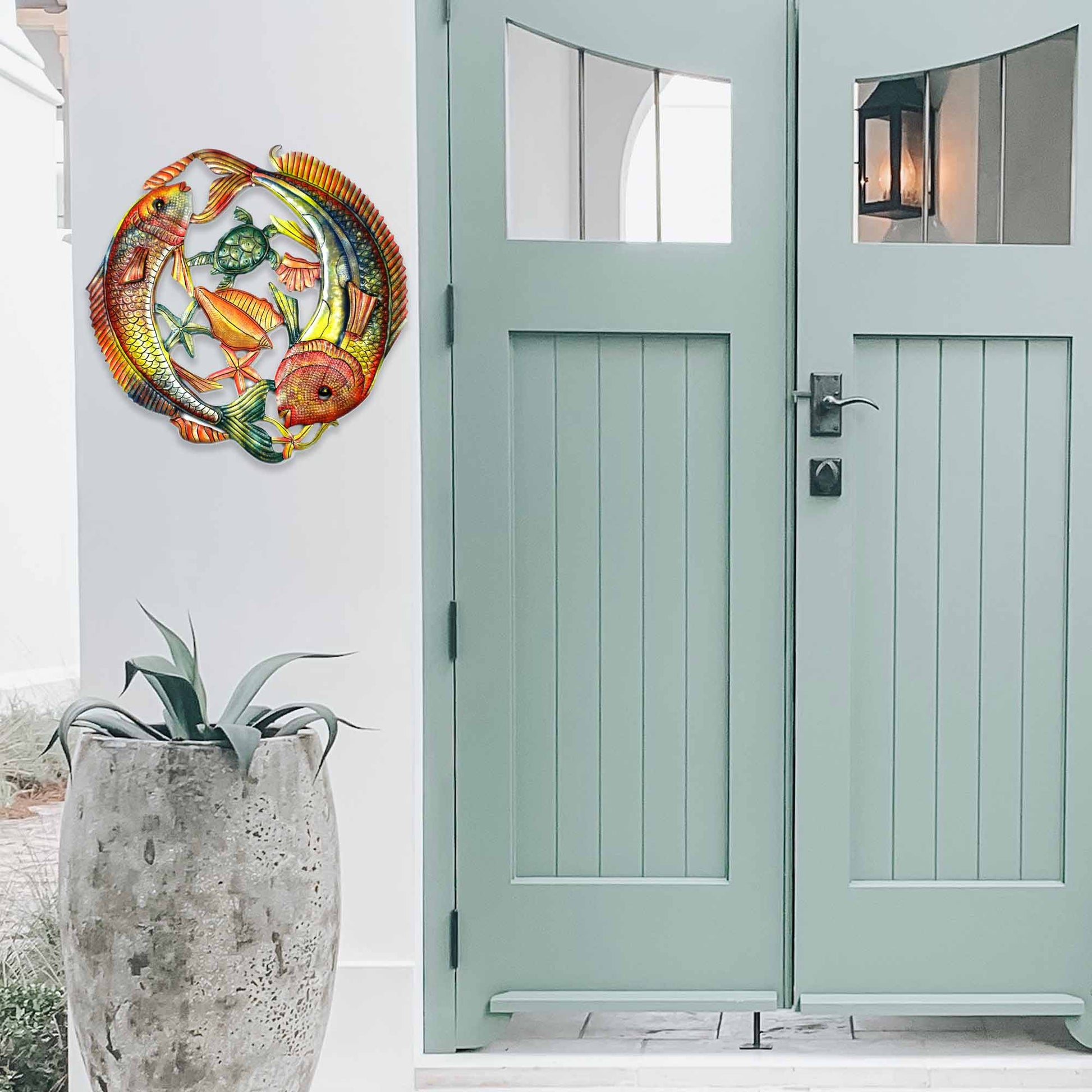 24 inch Painted Two Fish Jumping - Croix des Bouquets    Home Decor Supply | Online Retail | ShoreShopper.com
