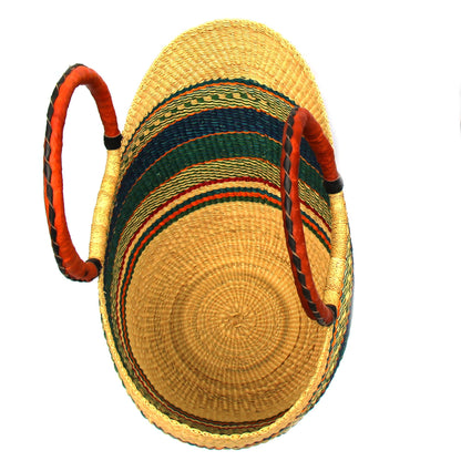 Bolga Tote, Mixed Colors with Leather Handle - 18-inch    Home Decor Supply | Online Retail | ShoreShopper.com