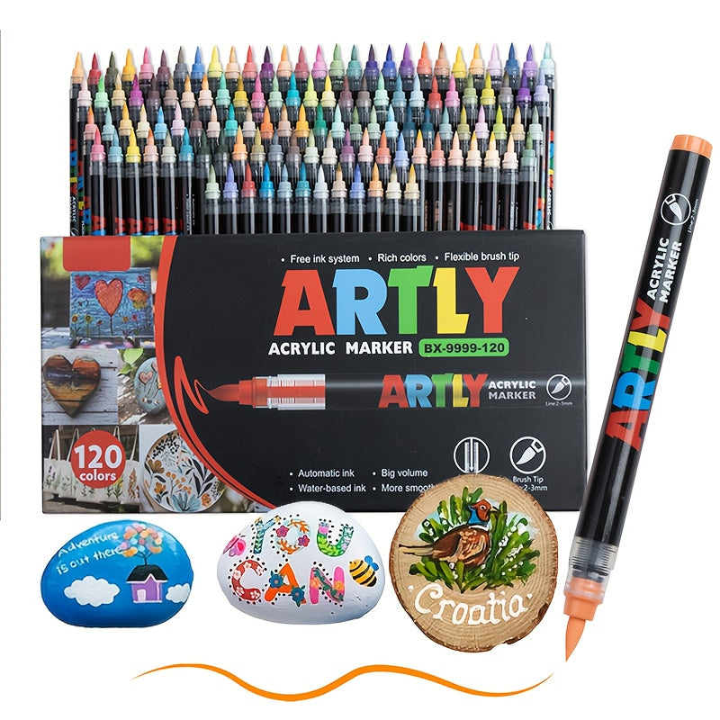 12/24/36/48/60/72Color Acrylic Paint Marker, Brush Head Can Be Used for Rock Metal Glass Wood Canvas Ceramic Plastic Art And DIY Hand-painting, Back to School Season Halloween Christmas Birthday Gifts - ShoreCo.Shop