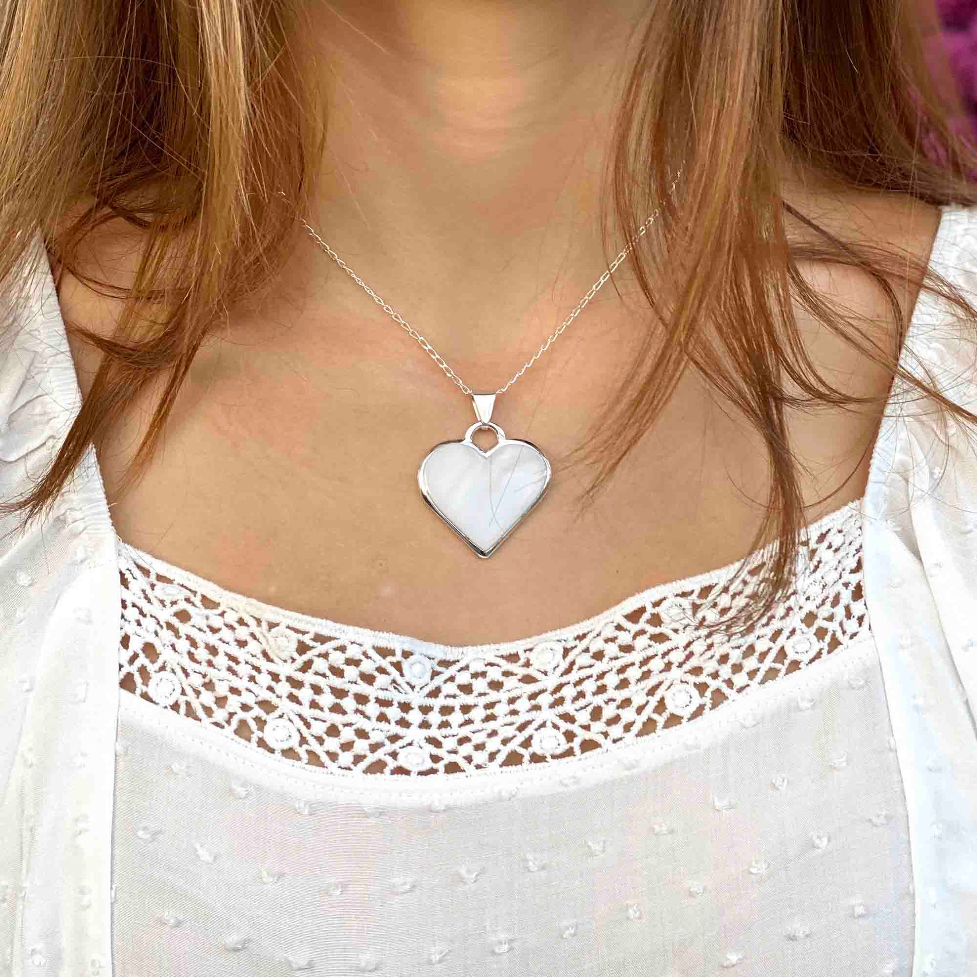 Corazon Blanco White Heart Pendant with Chain    Home Decor Supply | Online Retail | ShoreShopper.com