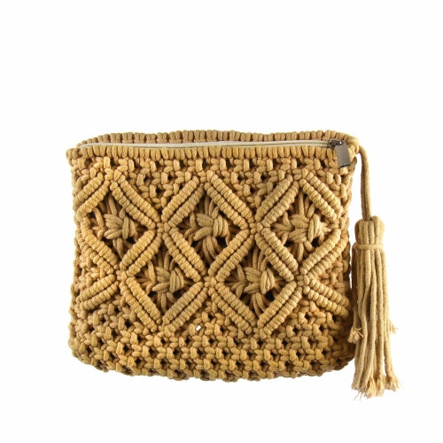 Macrame Clutch with Tassel, Tan    Home Decor Supply | Online Retail | ShoreShopper.com