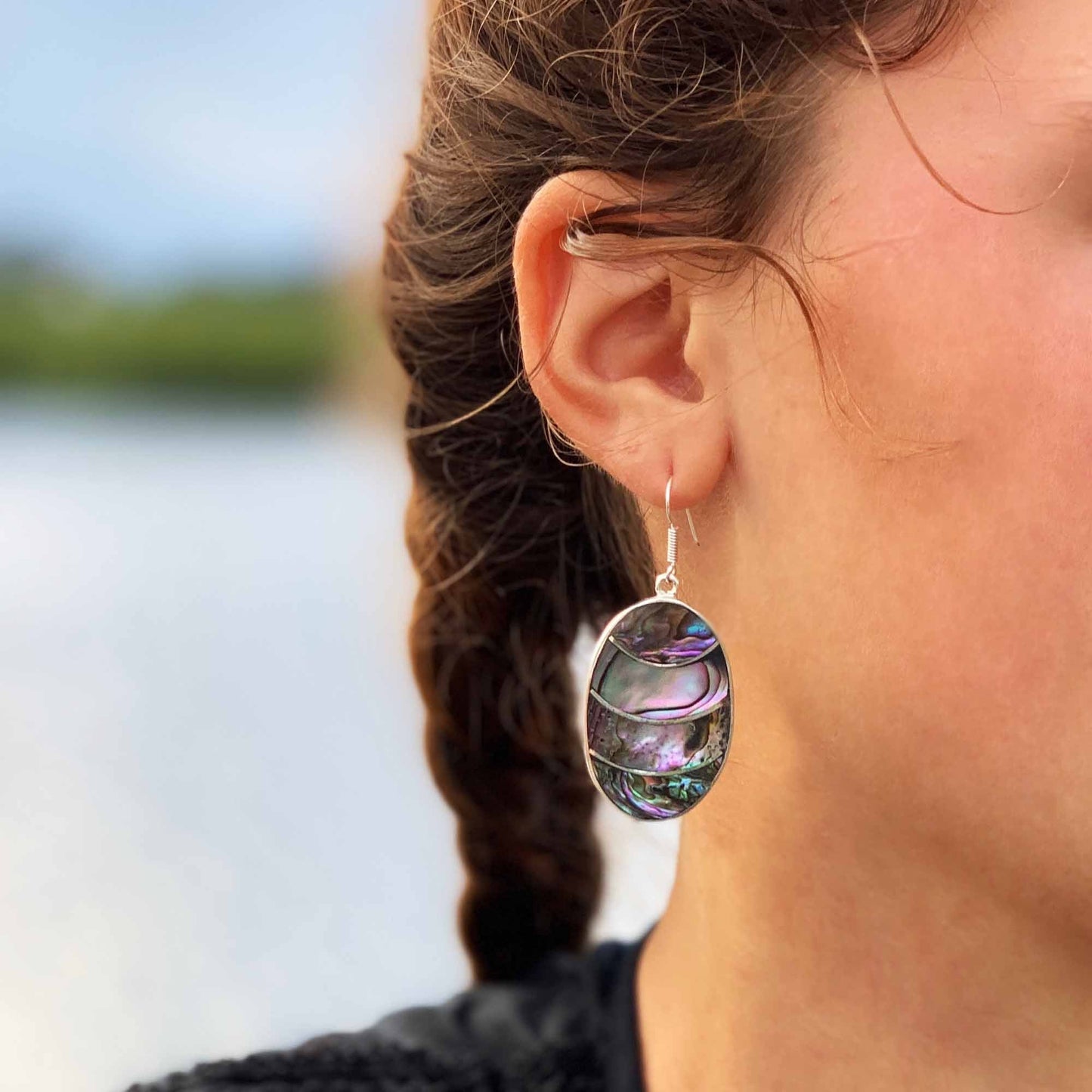 Banded Abalone Oval Earrings    Home Decor Supply | Online Retail | ShoreShopper.com