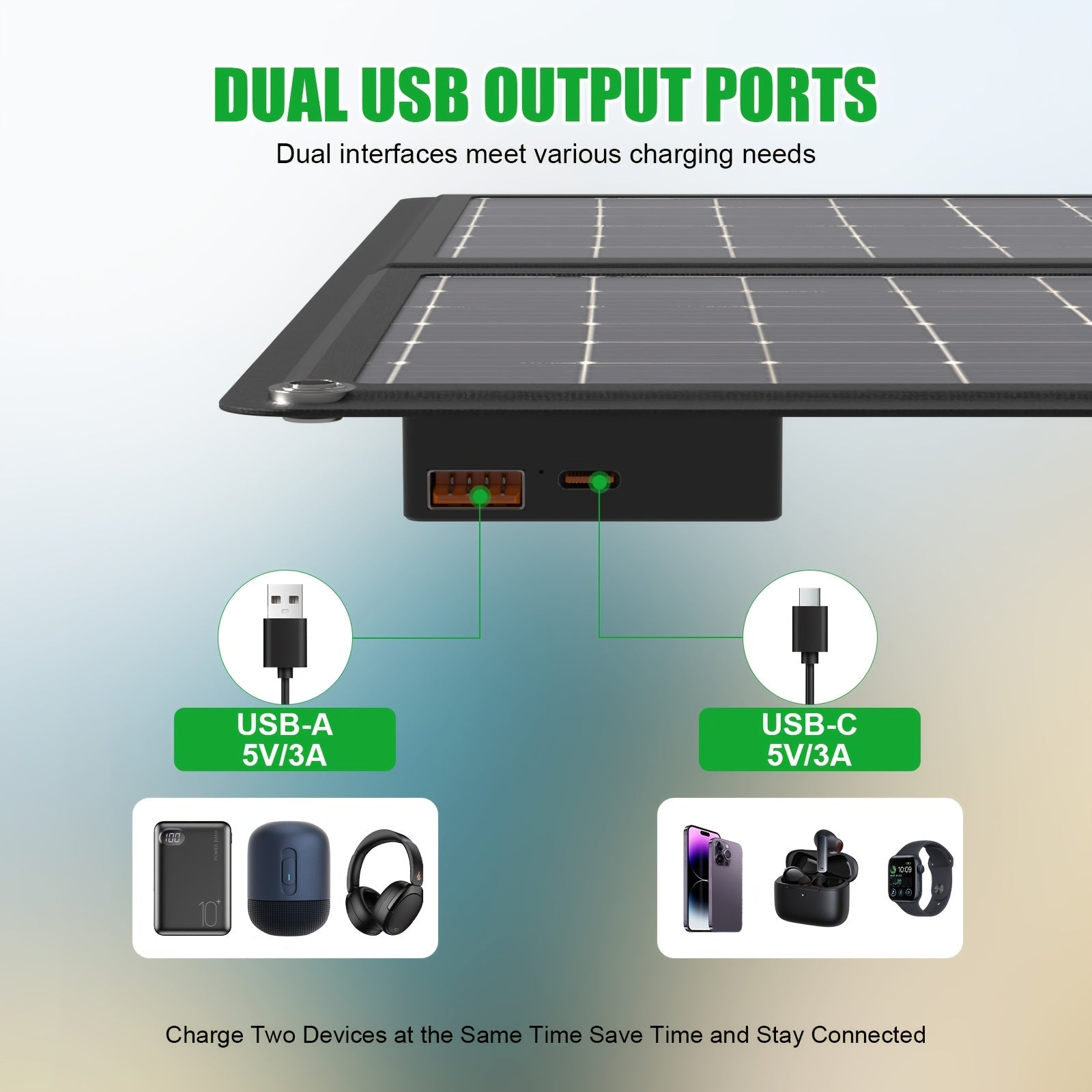 30W Portable Solar Charger with Solar Panel & USB- Charging - 2-in-1 Folding Panel, Compatible for Smartphones/Tablets/Action Cameras, Compact & Lightweight for Outdoor, Camping, Travel, RV, - Charging Station    Home Decor Supply | Online Retail | ShoreShopper.com