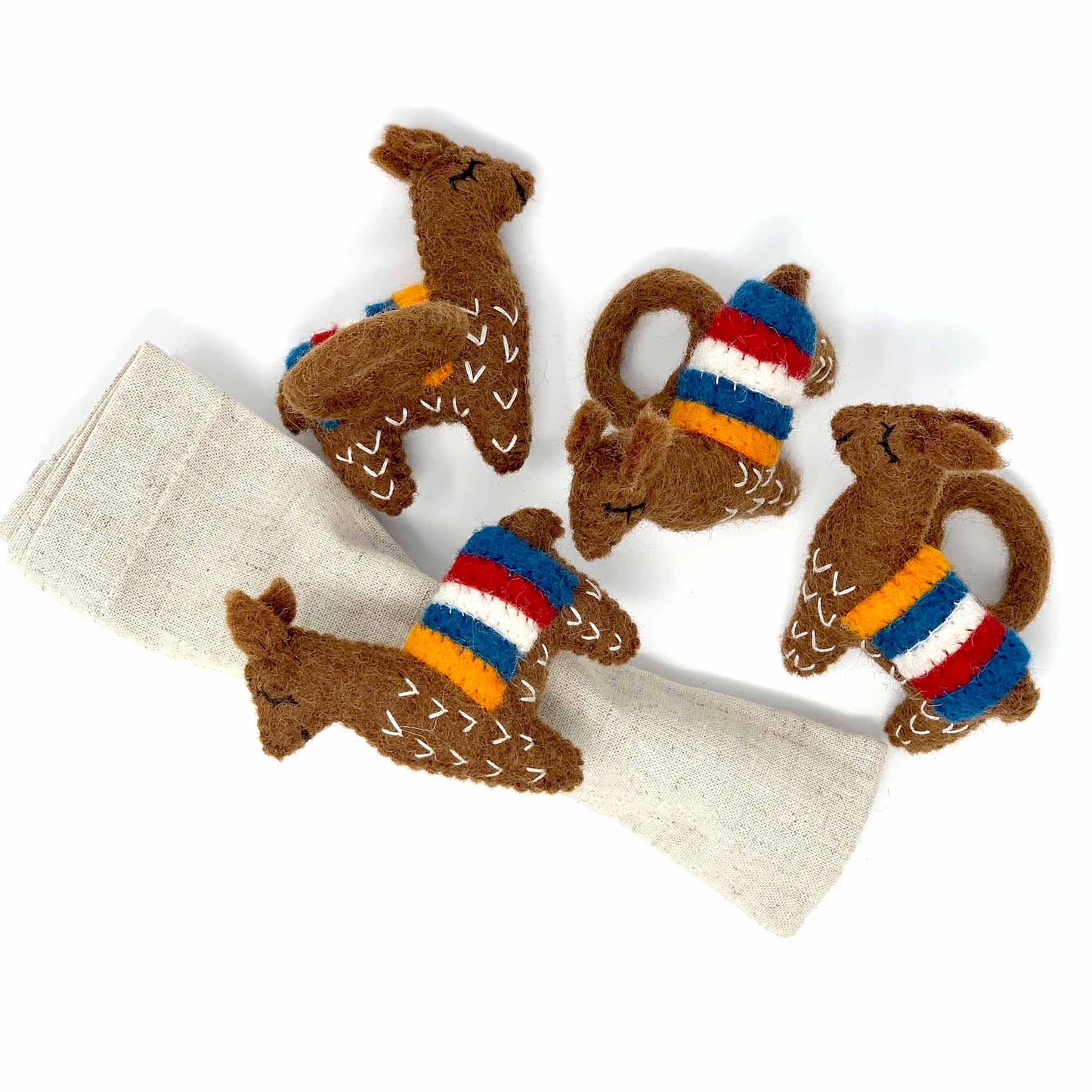 Llama Napkin Rings, Set of Four Chocolate - Global Groove (T)    Home Decor Supply | Online Retail | ShoreShopper.com