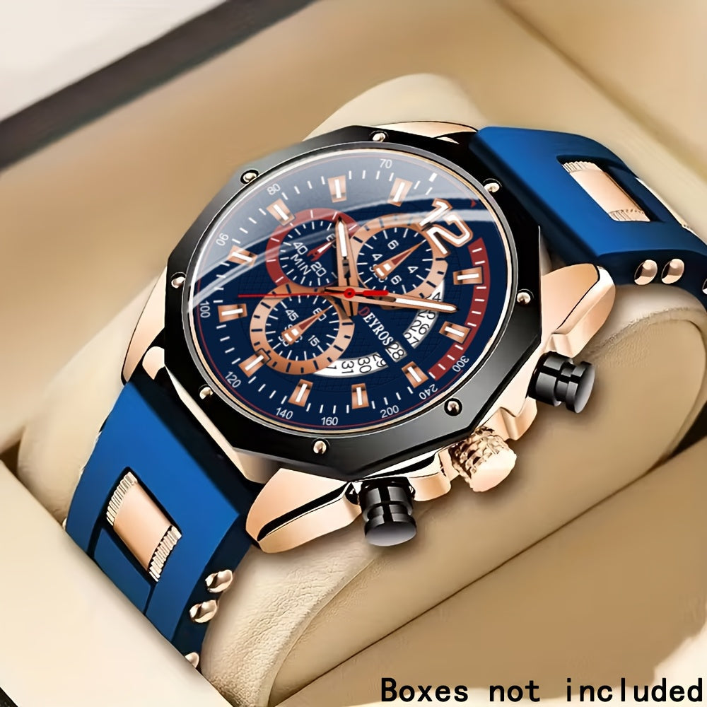 1pc Men'S Fashion Casual Quartz Watch, Silicone Strap, Date Display - Stylish Casual Wristwatch for Casual Attire, Casual Wristwatch | Sporty Watch Design | Quartz Movement, Thanksgiving, Christmas The Perfect Gift Reloj Para    Home Decor Supply | Online Retail | ShoreShopper.com