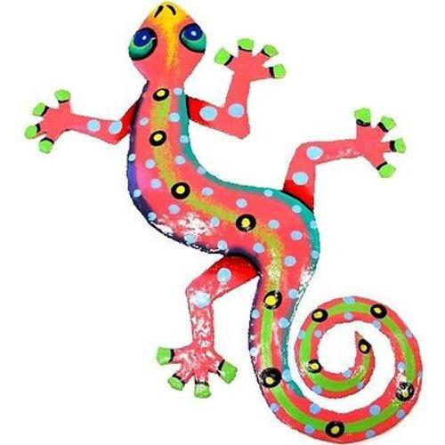 Eight Inch Pink Metal Gecko - Caribbean Craft    Home Decor Supply | Online Retail | ShoreShopper.com
