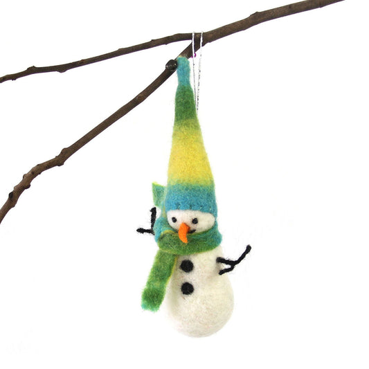 Hand Felted Christmas Ornament: Snowman - Global Groove (H)    Home Decor Supply | Online Retail | ShoreShopper.com