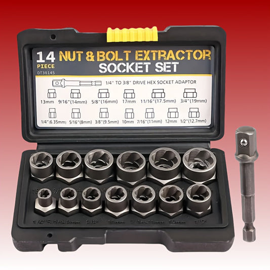 YCUPUP Nut Extractor Kit 14pcs Nut Removal Tool With 13 Bolts And Nut Removers, 1 Hex Socket Adapter For 1/4" To 3/8" Drives    Home Decor Supply | Online Retail | ShoreShopper.com