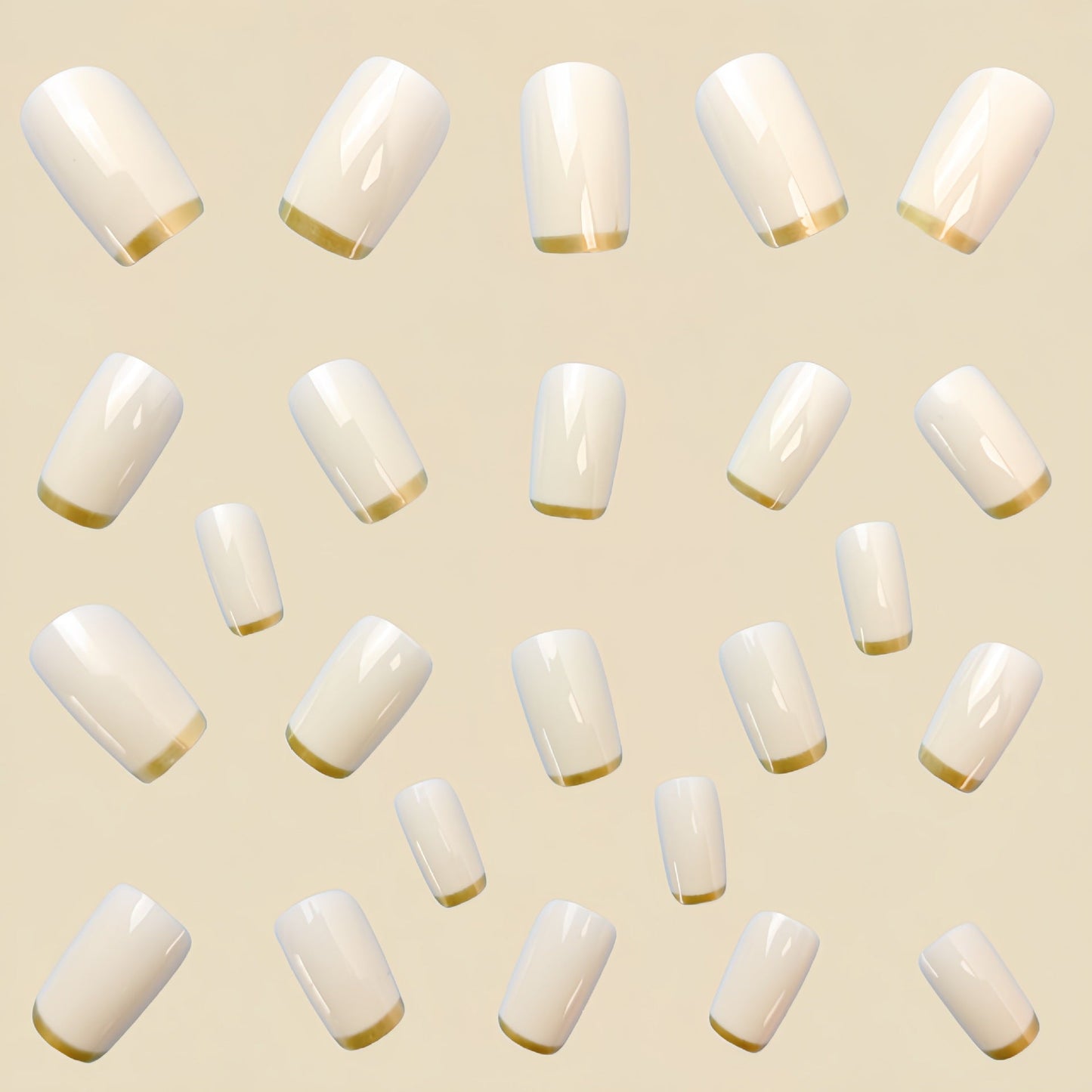 Mid-length European Square Nail Art Patch White French Golden Edge    Home Decor Supply | Online Retail | ShoreShopper.com