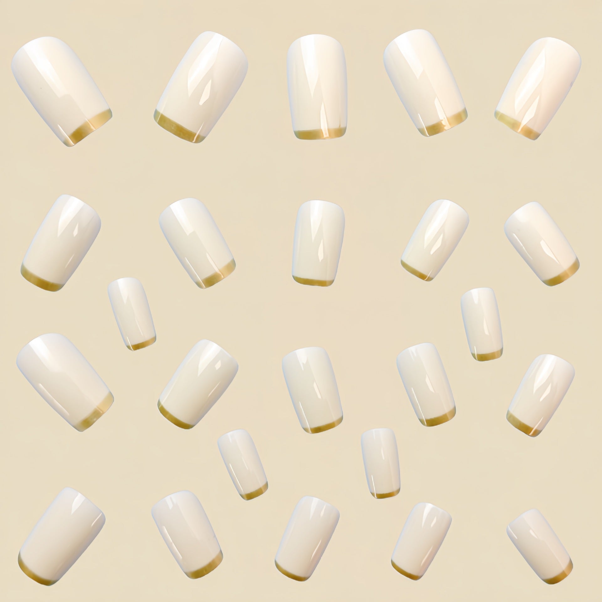Mid-length European Square Nail Art Patch White French Golden Edge    Home Decor Supply | Online Retail | ShoreShopper.com