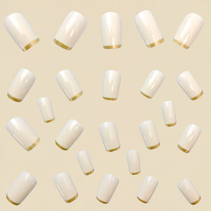 Mid-length European Square Nail Art Patch White French Golden Edge    Home Decor Supply | Online Retail | ShoreShopper.com