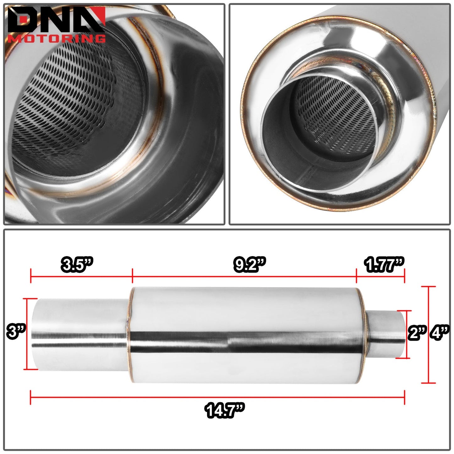 DNA MOTORING Stainless Steel Straight-Through Exhaust Muffler    Home Decor Supply | Online Retail | ShoreShopper.com