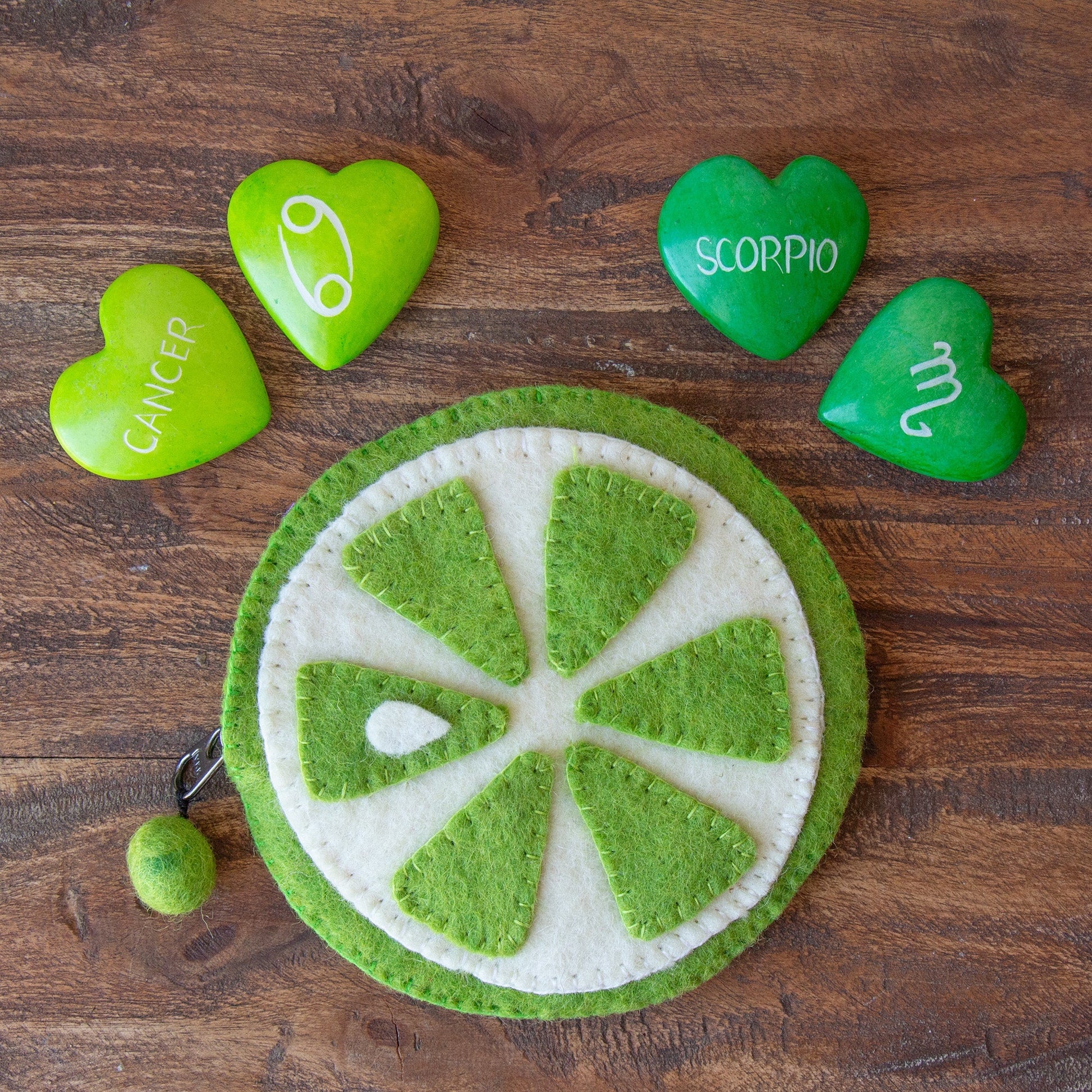 Handmade Felt Fruit Coin Purse - Lime - Global Groove (P)    Home Decor Supply | Online Retail | ShoreShopper.com