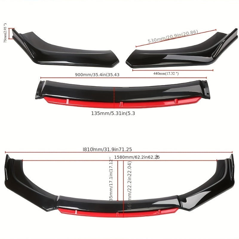 4pcs/Set Material Car Front Lip Spoiler Kit - Stylish Appearance Upgrade, Small Vehicle Bumper Modification Accessories with Easy Installation and Durable Protection for Fenders, Car Spoiler, Car Modification Accessories    Home Decor Supply | Online Retail | ShoreShopper.com