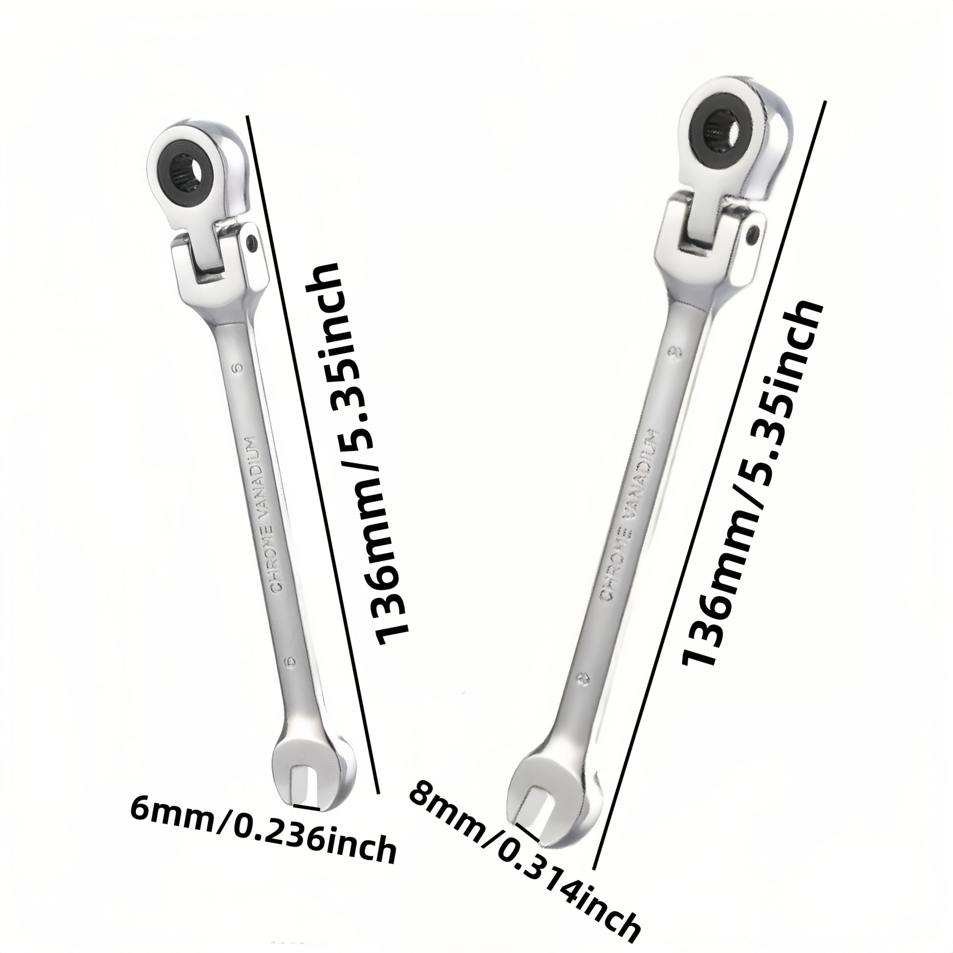 2/10pcs Heavy-duty Industrial 72-tooth Socket Wrenches, Fixed Head and Ratchet Mechanical Tools, 2-in-1 Open and Box Wrenches, Cr-V Structure, Auto Repair, DIY, Professional Tool Kit (compatible with 6&8mm) - ShoreCo.Shop
