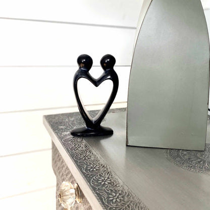 Handcrafted Soapstone Lover's Heart Sculpture in Black - Smolart    Home Decor Supply | Online Retail | ShoreShopper.com