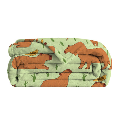 1 Pce Of Flannel Bird And Capybara Combined Pattern Soft And Fluffy Multifunctional Outdoor Beach Camping Living Room Sofa Office Nap Printed Blanket    Home Decor Supply | Online Retail | ShoreShopper.com