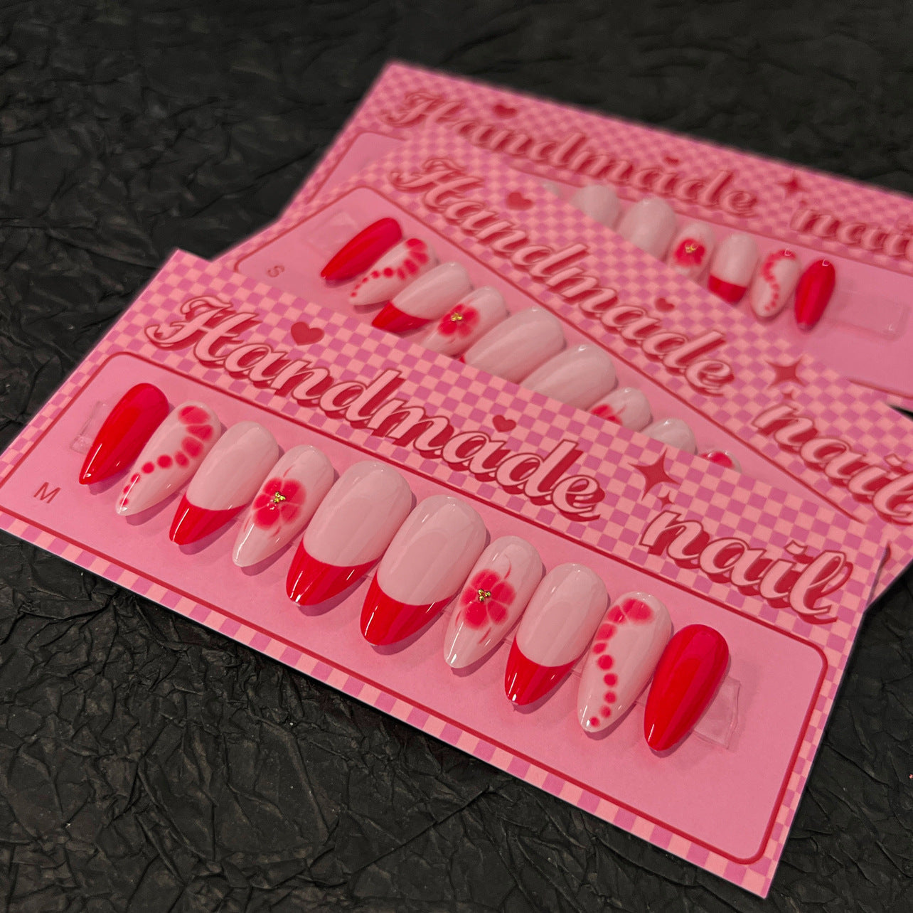 Wear Polish French Red Art Fake Nails Flower Nail Patch    Home Decor Supply | Online Retail | ShoreShopper.com