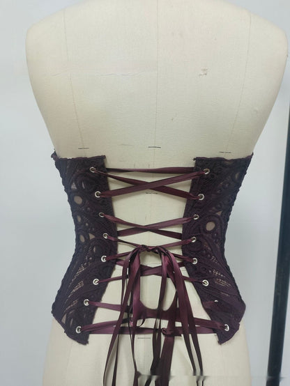 Sexy Hollow Out Corset Top Women Lace Double-layer Streetwear Party Club Corset Clothing    Home Decor Supply | Online Retail | ShoreShopper.com