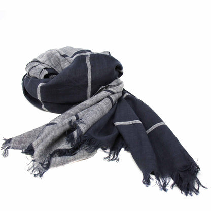 Hand-printed Cotton Scarf, Black & Gray Stripes with Fringe    Home Decor Supply | Online Retail | ShoreShopper.com