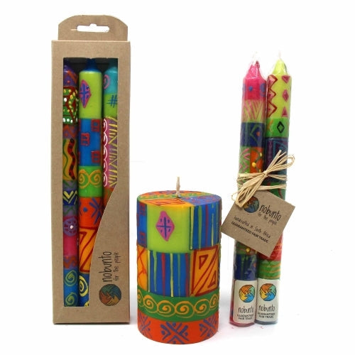 Tall Hand Painted Candles - Three in Box - Shahida Design    Home Decor Supply | Online Retail | ShoreShopper.com