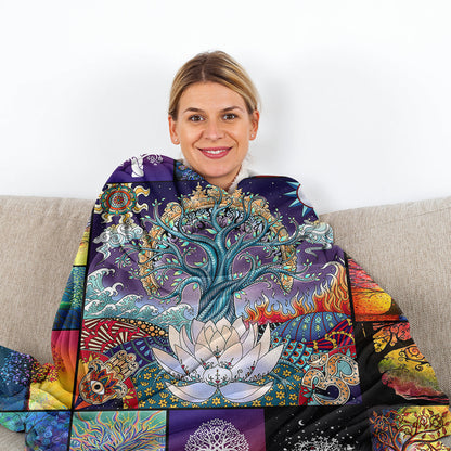1 Pce Of Flannel With Various Lotus Tree Patterns, Soft And Fluffy, Multifunctional Outdoor Beach Camping, Living Room Sofa, Office Nap, Printed Blanket    Home Decor Supply | Online Retail | ShoreShopper.com