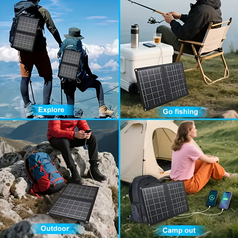 30W Portable Solar Charger with Solar Panel & USB- Charging - 2-in-1 Folding Panel, Compatible for Smartphones/Tablets/Action Cameras, Compact & Lightweight for Outdoor, Camping, Travel, RV, - Charging Station    Home Decor Supply | Online Retail | ShoreShopper.com