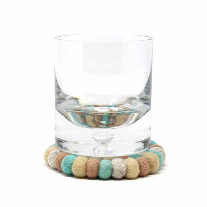 Hand Crafted Felt Ball Coasters from Nepal: 4-pack, Sky - Global Groove (T)    Home Decor Supply | Online Retail | ShoreShopper.com