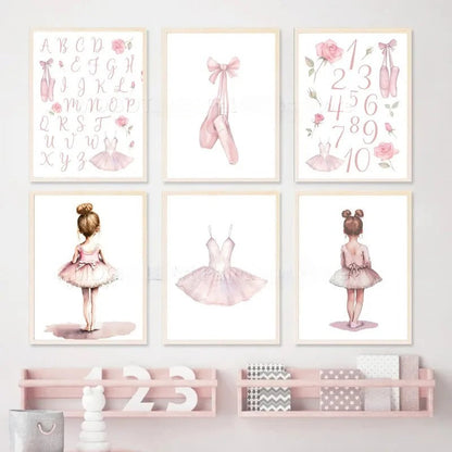 Ballet Alphanumeric Children's Room Art Canvas Painting    Home Decor Supply | Online Retail | ShoreShopper.com