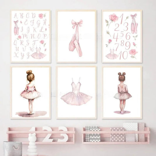 Ballet Alphanumeric Children's Room Art Canvas Painting    Home Decor Supply | Online Retail | ShoreShopper.com