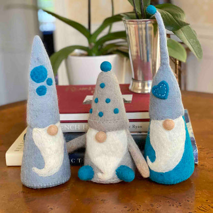 Winter Blues Felt Gnomes Trio, Set of 3    Home Decor Supply | Online Retail | ShoreShopper.com