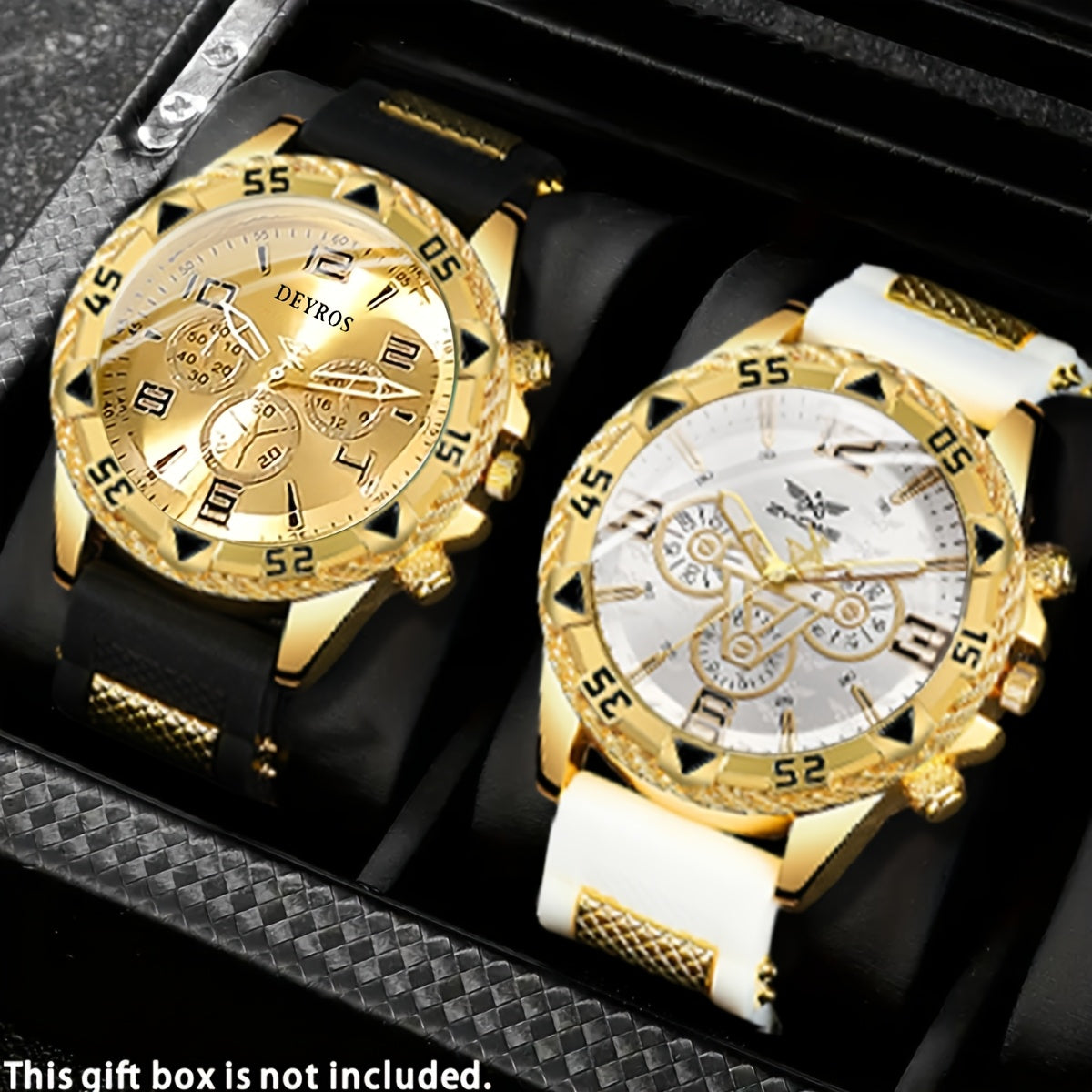 2pcs Men'S Luxury Watches | Golden/Tone Dial, Quartz Movement, Non-water Resistant, Zinc Alloy Case, Silica Gel Strap - Ideal for Business, Sports, Everyday Use | Perfect Gift for Dad, Husband, Boyfriend on Birthday, Father'S    Home Decor Supply | Online Retail | ShoreShopper.com