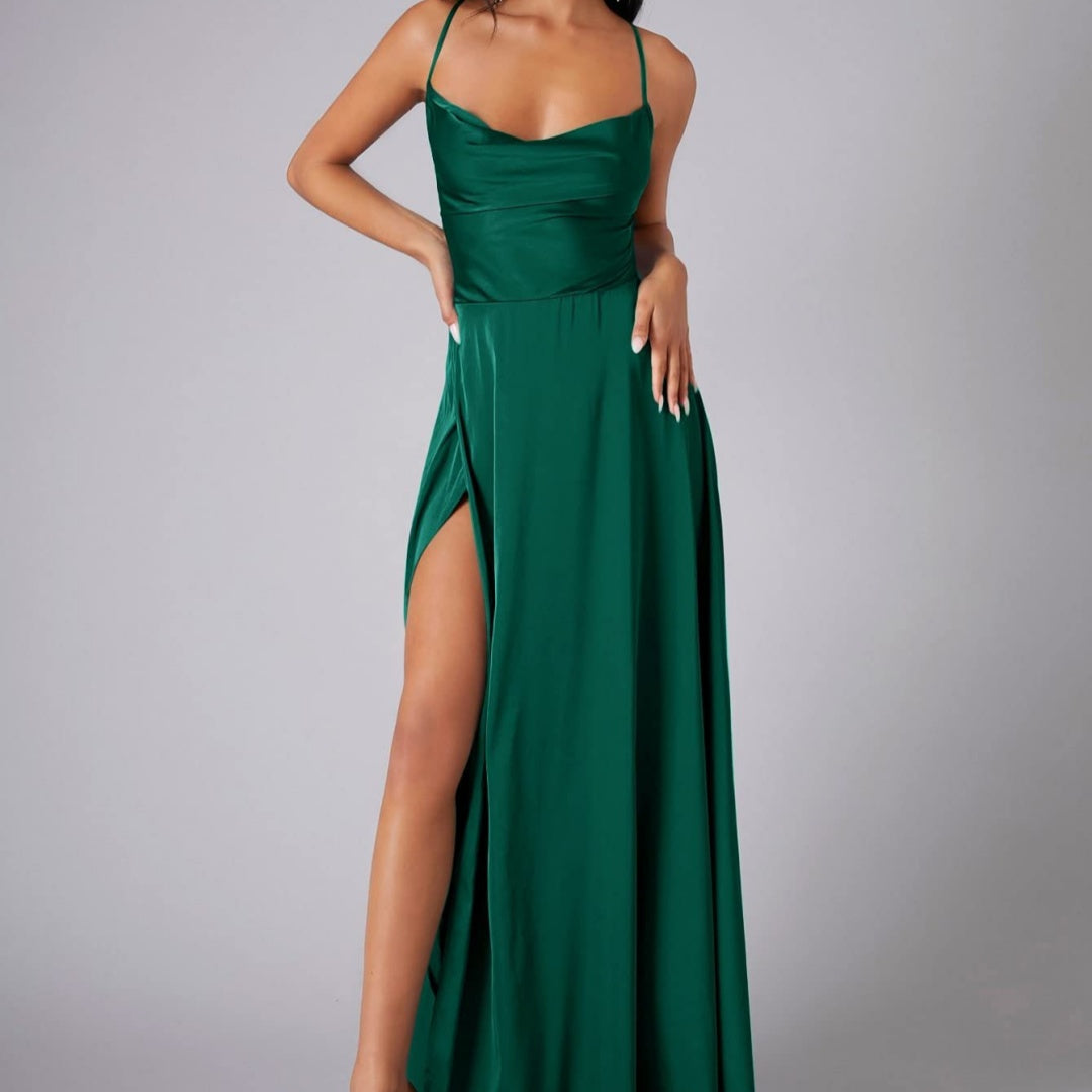 Summer Sexy Slimming Backless Strap Long Split Dress Women's Fashion High Waist Belted Gown V-neck    Home Decor Supply | Online Retail | ShoreShopper.com