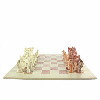 Hand Carved Soapstone Animal Chess Set - 15" Board - Smolart    Home Decor Supply | Online Retail | ShoreShopper.com