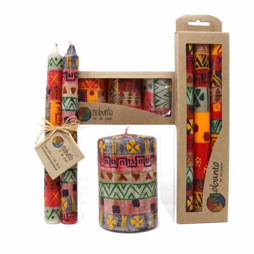 Set of Three Boxed Tall Hand-Painted Candles - Indaeuko Design - Nobunto    Home Decor Supply | Online Retail | ShoreShopper.com