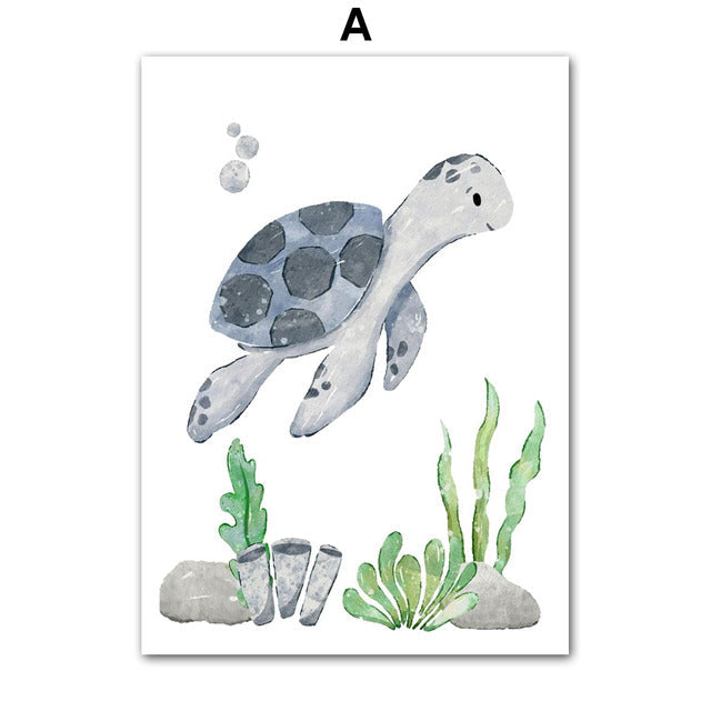 Sea Turtle, Seahorse, Whale, Starfish, Fish, Art Canvas, Nordic Art Poster    Home Decor Supply | Online Retail | ShoreShopper.com