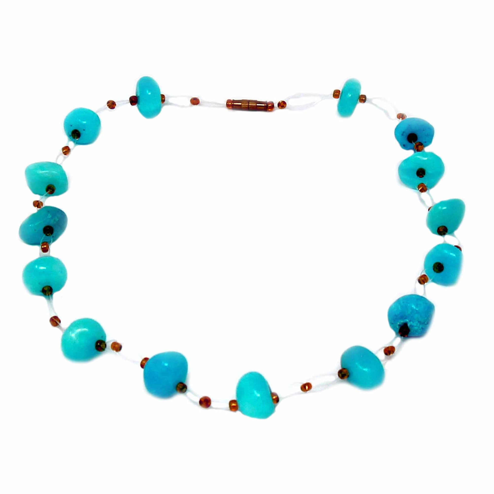 Floating Stone & Maasai Bead Necklace, Turquoise    Home Decor Supply | Online Retail | ShoreShopper.com