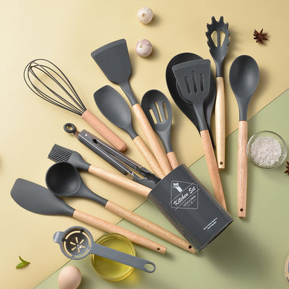 Silicone Kitchenware With Wooden Handle - ShoreCo.Shop