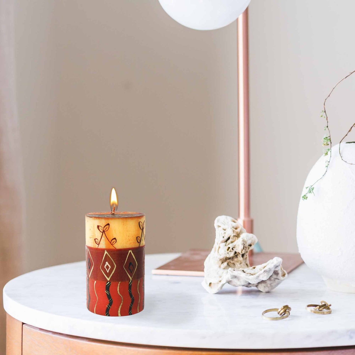 Single Boxed Hand-Painted Pillar Candle - Bongazi Design - Nobunto    Home Decor Supply | Online Retail | ShoreShopper.com