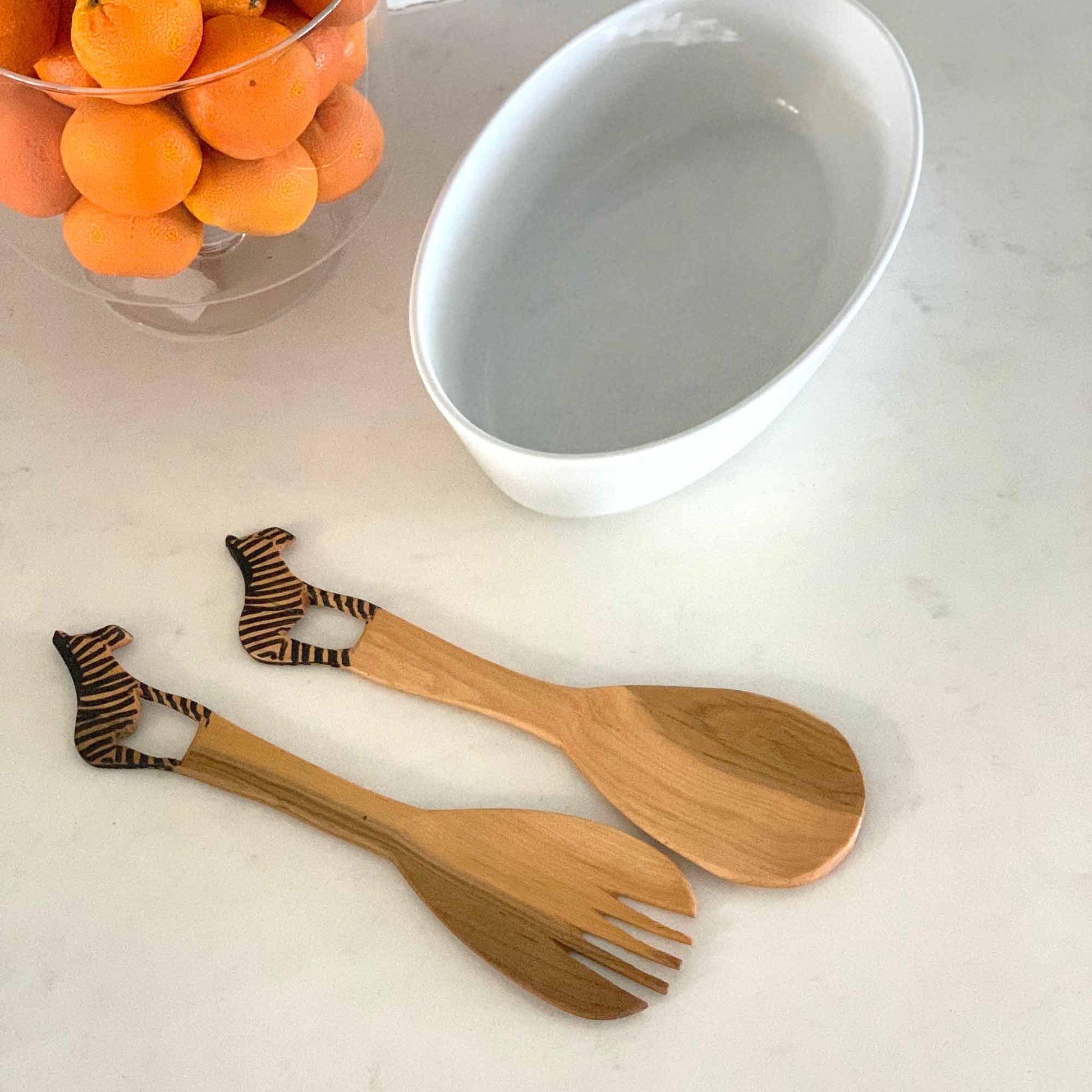 Zebra Salad Serving Set    Home Decor Supply | Online Retail | ShoreShopper.com