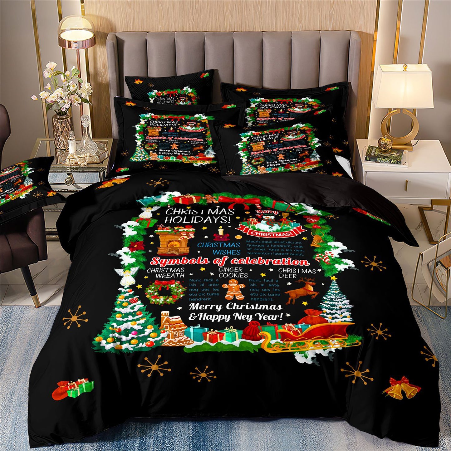 Digital Printed Three-piece Set Christmas Santa Claus Christmas Tree Snowman    Home Decor Supply | Online Retail | ShoreShopper.com