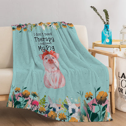 1pc Cute Blue Background Pig Soft Printed Flannel Sofa Blanket, Comfortable And Warm For Home Use, Suitable For Bed, Sofa, Camping And Multi Scene Seasonal Use    Home Decor Supply | Online Retail | ShoreShopper.com